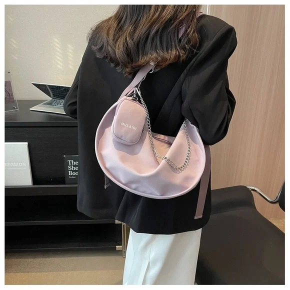 Canvas bag versatile casual large capacity shoulder bag dumpling bag - Picture 3 of 5